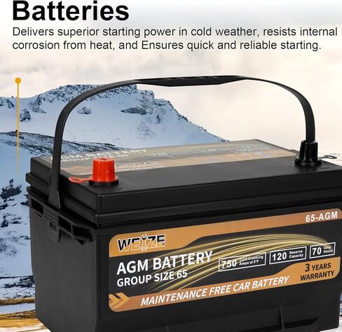Weize Platinum AGM Battery BCI Group 94R - 12v 80ah H7 Size 94R Automotive Battery, 140RC, 850CCA, 36 Months Warranty in Kuwait