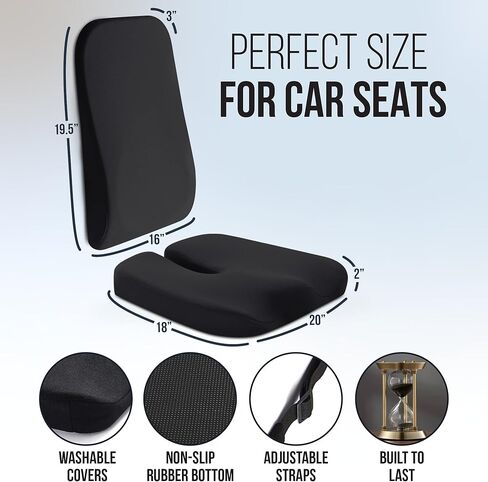 Elmara Doctor-Designed Car Seat Cushions for Driving – Car Seat Back Support, Driver Seat Cushion and Back Cushion for Car, Pillow for Driving Seat – The Ultimate Comfort Solution for Cars (Black) in Kuwait
