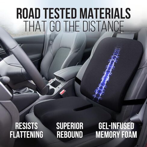 Elmara Doctor-Designed Car Seat Cushions for Driving – Car Seat Back Support, Driver Seat Cushion and Back Cushion for Car, Pillow for Driving Seat – The Ultimate Comfort Solution for Cars (Black) in Kuwait