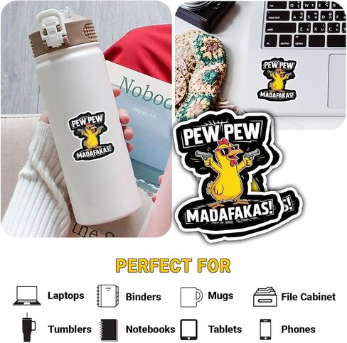 3Pcs Duck Pew Pew Madafakas Sticker Funny Ducks Lover Gift for Offensive Joke Pew Pew Madafakas Stickers Sarcastic Gamers Chicken Gun Humor Decal for Laptop Bottle Notebook Toolbox Hard Hat 3" in Saudi Arabia