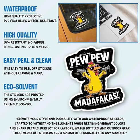 3Pcs Duck Pew Pew Madafakas Sticker Funny Ducks Lover Gift for Offensive Joke Pew Pew Madafakas Stickers Sarcastic Gamers Chicken Gun Humor Decal for Laptop Bottle Notebook Toolbox Hard Hat 3" in Saudi Arabia