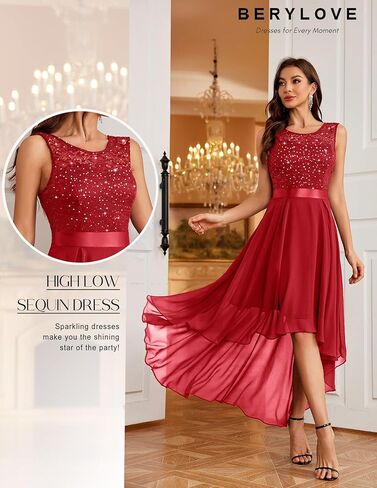 BeryLove Cocktail Prom Dresses 2025 Formal Wedding Guest Dresses Sleeveless Lace High Low Homecoming Dress in Kuwait