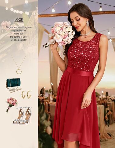 BeryLove Cocktail Prom Dresses 2025 Formal Wedding Guest Dresses Sleeveless Lace High Low Homecoming Dress in Kuwait