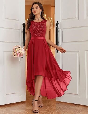 BeryLove Cocktail Prom Dresses 2025 Formal Wedding Guest Dresses Sleeveless Lace High Low Homecoming Dress in Kuwait