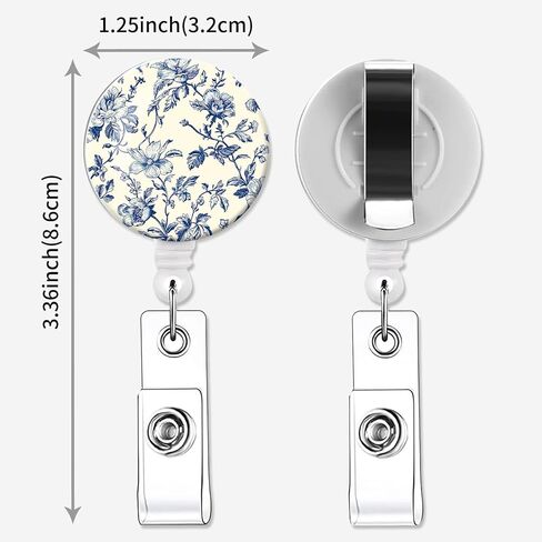 2 Pack Badge Reels Holder Retractable with ID Clip for Nurse Name Tag Card Nursing for Doctor Teacher Student Employee Office Medical Work (Blue Flower) in Saudi Arabia