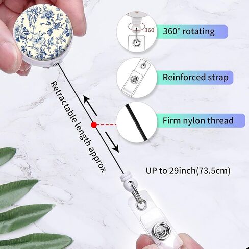 2 Pack Badge Reels Holder Retractable with ID Clip for Nurse Name Tag Card Nursing for Doctor Teacher Student Employee Office Medical Work (Blue Flower) in Saudi Arabia