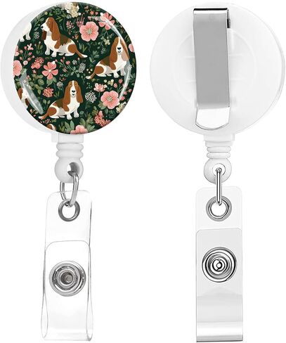 2 Pack Badge Reels Holder Retractable with ID Clip for Nurse Name Tag Card Nursing for Doctor Teacher Student Employee Office Medical Work (Blue Flower) in Saudi Arabia