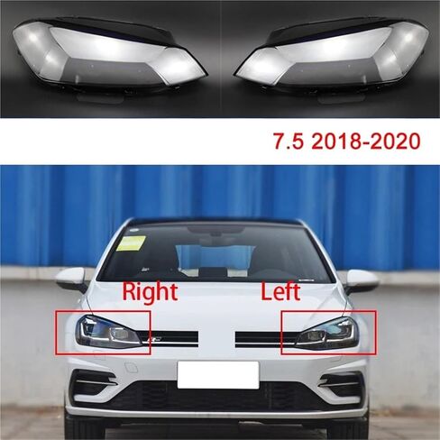 عاكس الضوء الأمامي للسيارة متوافق مع VW Golf 7.5 2018-2020 غطاء شفاف غطاء المصباح الأمامي عدسة المصباح الزجاجي (يسار) in Saudi Arabia