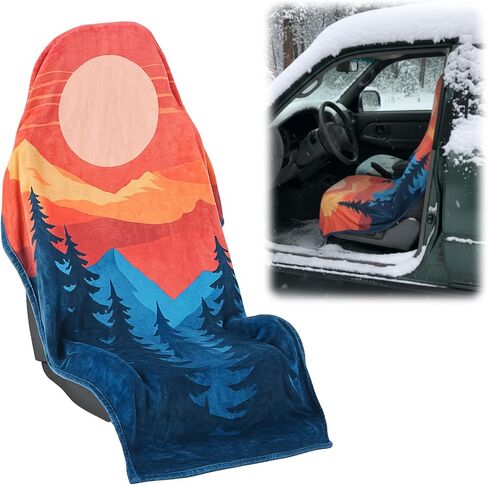 Fluffy Winter Car Seat Towel Covers with Storage Bag Seat Warm Soft Car Cushions Post Workout Sweat Washable Cover Non Slip Towel for Winter Comfort Protection Outdoor Sport Activities(Sedona) in Saudi Arabia