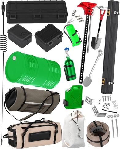 RC Crawler Simulation Decoration Upgrades Part for SCX10 TRX4 TRX6 Red cat,Shovel,Storage Bag,Antennas,Pot Bag,Monkey Pole,Oil Drum Set,Large outsourcing,ARB Bag,Suitcase,Tent,Red in Saudi Arabia