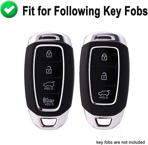 حافظة غطاء مفتاح Fob تناسب 2019 2020 2021 Hyundai Kona Santa Fe Elantra GT Veloster Accent Venue حامل جهاز التحكم عن بعد الذكي حامي الجلد ملحقات كم الدخول بدون مفتاح (أبيض) in Saudi Arabia