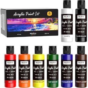 طلاء أكريليك كبير من نيكبرو (16.9 أوقية ، 500 مل) ، أصباغ غنية ، طلاء حرفي غير سام للأسطح المتعددة ، قماش ، خشب ، جلد ، سيراميك ، قماش ، لوازم الطلاء الفنية للأطفال والكبار in Kuwait