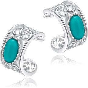 925 Sterling Silver Celtic Ear Cuff Earrings Non Pierced Lab Moonstone Fake Cartilage Cuffs Earrings for Women - Set of 2 (Celtic Moonstone) in Kuwait