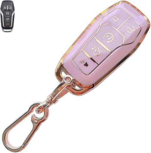 Pink Soft TPU Key Fob Cover Case Protector for Honda, Keychain, Accessories for Civic Accord HR-V Pilot CR-V 5 Buttons Smart Remote key (For Honda B) in Saudi Arabia