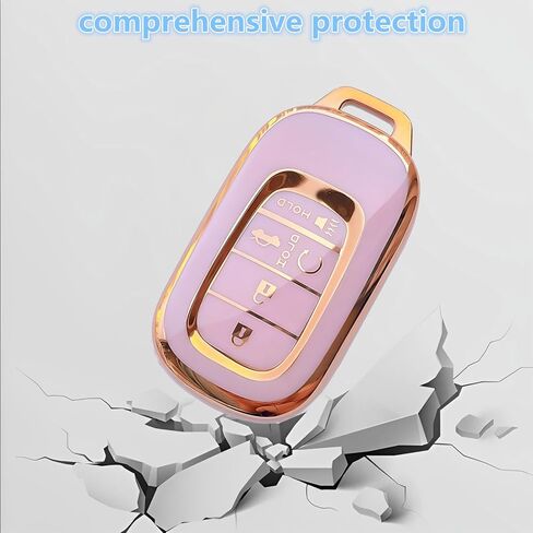 Pink Soft TPU Key Fob Cover Case Protector for Honda, Keychain, Accessories for Civic Accord HR-V Pilot CR-V 5 Buttons Smart Remote key (For Honda B) in Saudi Arabia