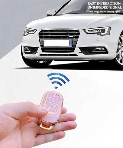 Pink Soft TPU Key Fob Cover Case Protector for Honda, Keychain, Accessories for Civic Accord HR-V Pilot CR-V 5 Buttons Smart Remote key (For Honda B) in Saudi Arabia
