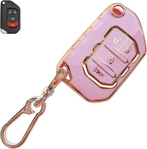 Pink Soft TPU Key Fob Cover Case Protector for Honda, Keychain, Accessories for Civic Accord HR-V Pilot CR-V 5 Buttons Smart Remote key (For Honda B) in Saudi Arabia