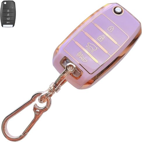 Pink Soft TPU Key Fob Cover Case Protector for Honda, Keychain, Accessories for Civic Accord HR-V Pilot CR-V 5 Buttons Smart Remote key (For Honda B) in Saudi Arabia