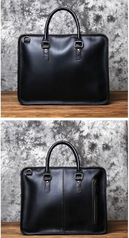 Mens Laptop Bags Business Briefcases Messenger Shoulder Bags Genuine Leather Handbags(Yellow) in Saudi Arabia
