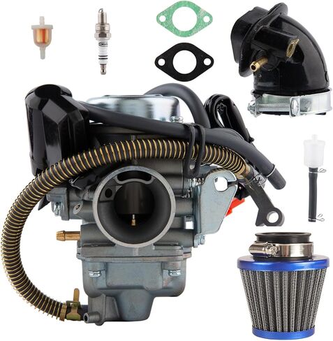 طقم مكربن ​​PD24J لمحرك رباعي الأشواط 125cc 150cc QMJ/QMI157 QMJ/QMI152 محرك كهربائي ATV Go Karts Scooter مع مشعب سحب فلتر الهواء in Kuwait