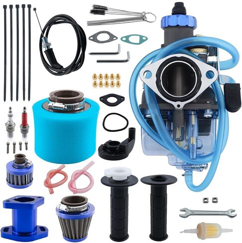 VM22 26mm Carburator Carb for Predator 212cc 196cc 224cc 200cc CT200U BT200X Mini Bike Go Kart KT196 Go Kart GX160 GX200 6.5hp محرك مع فلتر هواء 38 مم مشعب السحب الرئيسي (أزرق) in Saudi Arabia