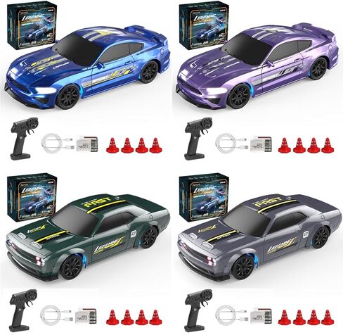 سيارة انجراف صغيرة RC 1/43 للبالغين، سيارة تحكم عن بعد 2.4G 4WD كاملة النسبي مع هيكل معدني، سرعة عالية 15 كم/ساعة وأضواء LED، براميل المتراس، 4 مجموعات/إصدار جيروسكوبي in Saudi Arabia