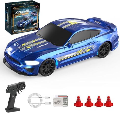 سيارة انجراف صغيرة RC 1/43 للبالغين، سيارة تحكم عن بعد 2.4G 4WD كاملة النسبي مع هيكل معدني، سرعة عالية 15 كم/ساعة وأضواء LED، براميل المتراس، 4 مجموعات/إصدار جيروسكوبي in Saudi Arabia