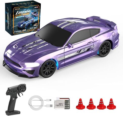 سيارة انجراف صغيرة RC 1/43 للبالغين، سيارة تحكم عن بعد 2.4G 4WD كاملة النسبي مع هيكل معدني، سرعة عالية 15 كم/ساعة وأضواء LED، براميل المتراس، 4 مجموعات/إصدار جيروسكوبي in Saudi Arabia