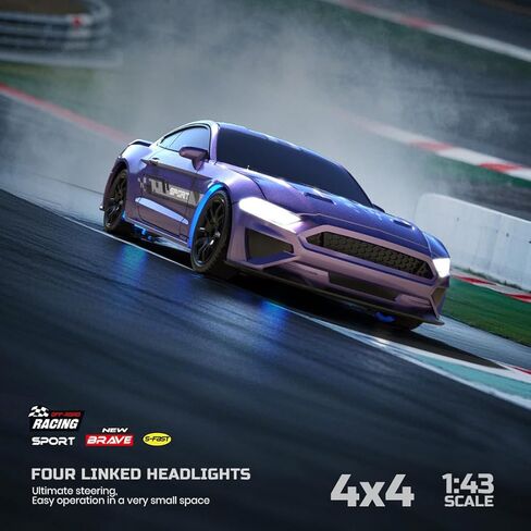 سيارة انجراف صغيرة RC 1/43 للبالغين، سيارة تحكم عن بعد 2.4G 4WD كاملة النسبي مع هيكل معدني، سرعة عالية 15 كم/ساعة وأضواء LED، براميل المتراس، 4 مجموعات/إصدار جيروسكوبي in Saudi Arabia