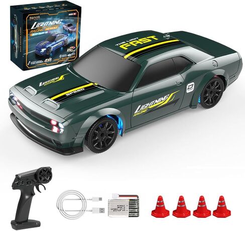سيارة انجراف صغيرة RC 1/43 للبالغين، سيارة تحكم عن بعد 2.4G 4WD كاملة النسبي مع هيكل معدني، سرعة عالية 15 كم/ساعة وأضواء LED، براميل المتراس، 4 مجموعات/إصدار جيروسكوبي in Saudi Arabia
