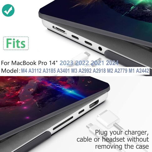 Compatible with MacBook Pro 14 Inch Case 2021-2025 M5 M4 M3 M2 M1 A3434 A3185 A3112 A3401 A2992 A2918 A2779 A2442 Hard Plastic Shell &Keyboard Cover& Mac OS Keyboard Sticker (Wolf) in Saudi Arabia