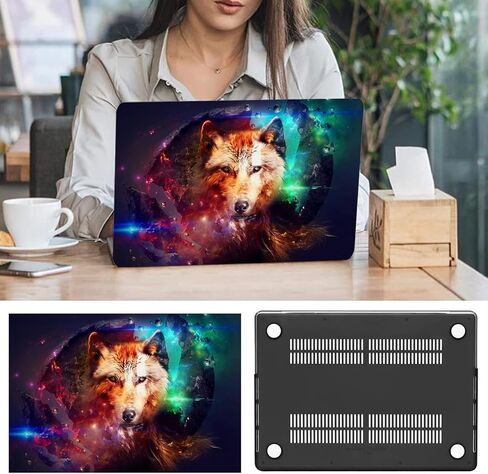 Compatible with MacBook Pro 14 Inch Case 2021-2025 M5 M4 M3 M2 M1 A3434 A3185 A3112 A3401 A2992 A2918 A2779 A2442 Hard Plastic Shell &Keyboard Cover& Mac OS Keyboard Sticker (Wolf) in Saudi Arabia