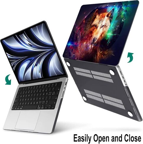 Compatible with MacBook Pro 14 Inch Case 2021-2025 M5 M4 M3 M2 M1 A3434 A3185 A3112 A3401 A2992 A2918 A2779 A2442 Hard Plastic Shell &Keyboard Cover& Mac OS Keyboard Sticker (Wolf) in Saudi Arabia