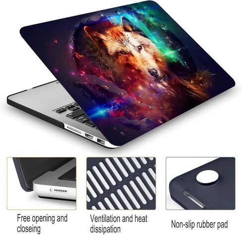 Compatible with MacBook Pro 14 Inch Case 2021-2025 M5 M4 M3 M2 M1 A3434 A3185 A3112 A3401 A2992 A2918 A2779 A2442 Hard Plastic Shell &Keyboard Cover& Mac OS Keyboard Sticker (Wolf) in Saudi Arabia