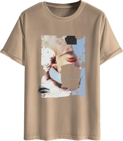 SOLY HUX Men's Graphic Tees Letter Print Casual Short Sleeve T Shirts Summer Tops Vintage Tees Chocolate Brown Graphic XL in Kuwait
