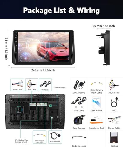 ستيريو سيارة 8Core 2+64G لسيارة Dodge Grand Caravan Chrysler Town and Country Voyager Wireless Carplay Android Auto، شاشة لمس IPS 9 بوصة، Android/GPS/WiFi/DSP/Bluetooth/SWC/كاميرا احتياطية in Saudi Arabia
