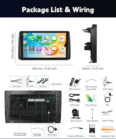 8Core 2+64G Car Stereo for Dodge Grand Caravan Chrysler Town and Country Voyager Wireless Carplay Android Auto,9 inch IPS Touch Screen, Android/GPS/WiFi/DSP/Bluetooth/SWC/Backup Camera in Kuwait