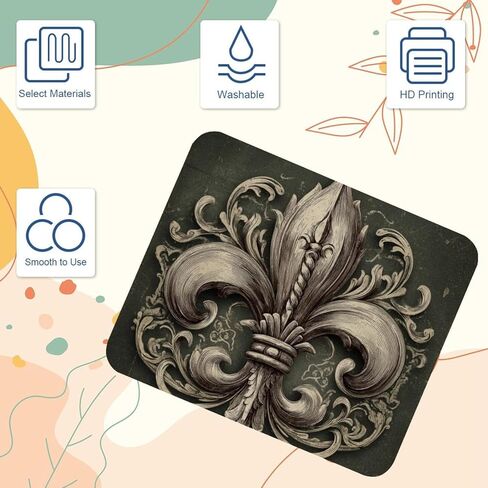 لوحة ماوس Vintage Fleur De Lis Flower (2)، قاعدة مطاطية بتصميم شخصي لديكور المكتب لأجهزة الكمبيوتر المحمول وأجهزة الكمبيوتر in Kuwait