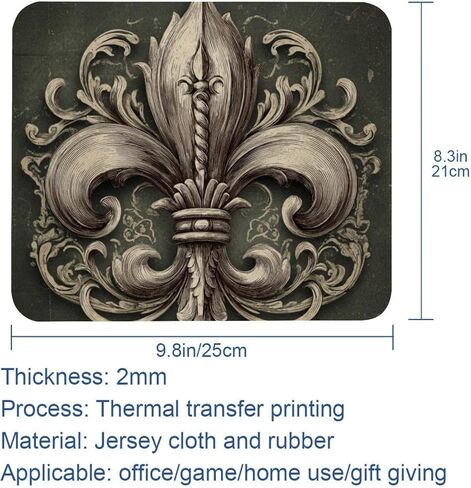 لوحة ماوس Vintage Fleur De Lis Flower (2)، قاعدة مطاطية بتصميم شخصي لديكور المكتب لأجهزة الكمبيوتر المحمول وأجهزة الكمبيوتر in Kuwait
