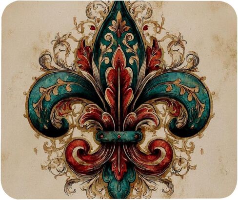 لوحة ماوس Vintage Fleur De Lis Flower (2)، قاعدة مطاطية بتصميم شخصي لديكور المكتب لأجهزة الكمبيوتر المحمول وأجهزة الكمبيوتر in Kuwait