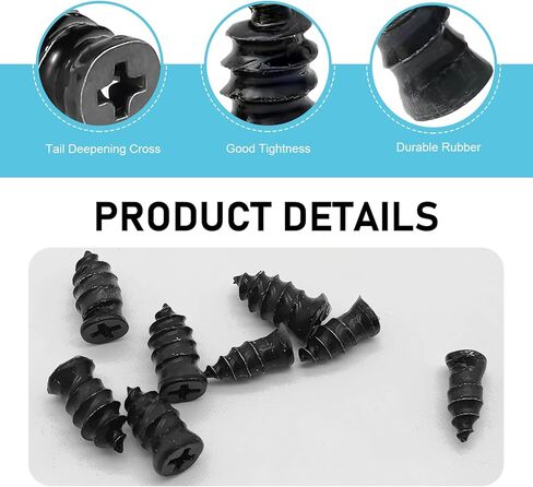 60 PCS Car Tire Repair Rubber Nail, Outdoor Self-service Vacuum Puncture Tire Repair Kit, Waterproof Spiral Rubber Sealing Screw Tools, Universal for Most Vehicles (Black) in Saudi Arabia