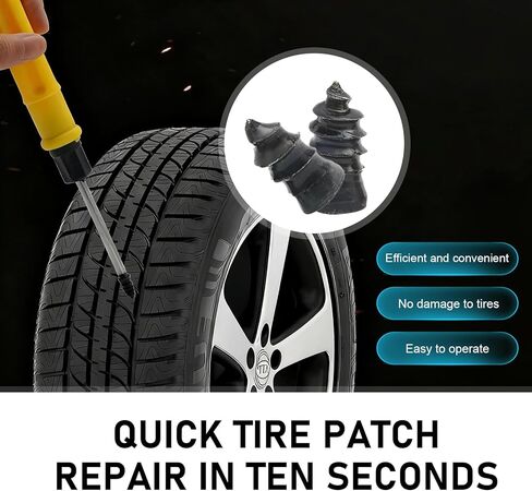 60 PCS Car Tire Repair Rubber Nail, Outdoor Self-service Vacuum Puncture Tire Repair Kit, Waterproof Spiral Rubber Sealing Screw Tools, Universal for Most Vehicles (Black) in Saudi Arabia