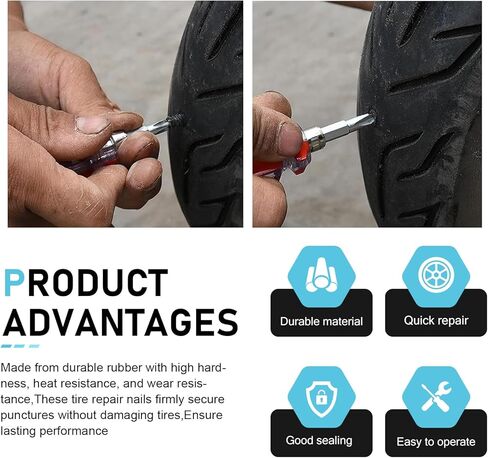 60 PCS Car Tire Repair Rubber Nail, Outdoor Self-service Vacuum Puncture Tire Repair Kit, Waterproof Spiral Rubber Sealing Screw Tools, Universal for Most Vehicles (Black) in Saudi Arabia