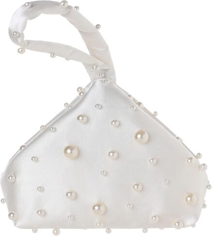 BABEYOND Clutch Purses for Women - Satin Evening Bag Triangle Purse Pearl Handbag for Wedding Prom Party in Kuwait