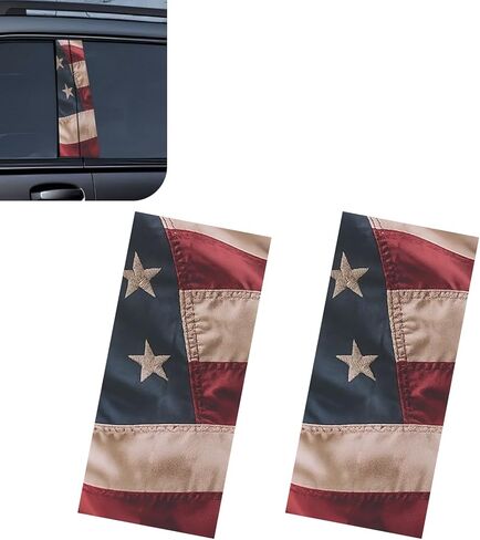 B Pillar Sticker, American Flag Truck Decal, B-Pillar Protection Film, Universal for Car Door Window Pillar, 2PCS (Black) in Saudi Arabia
