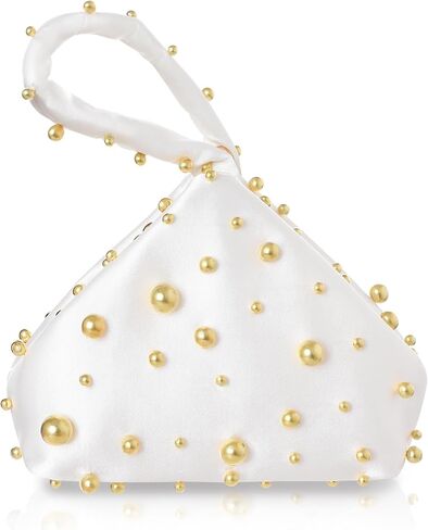 BABEYOND Clutch Purses for Women - Satin Evening Bag Triangle Purse Pearl Handbag for Wedding Prom Party in Kuwait