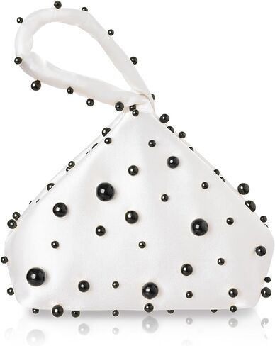 BABEYOND Clutch Purses for Women - Satin Evening Bag Triangle Purse Pearl Handbag for Wedding Prom Party in Kuwait