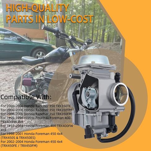 TRX350 المكربن ​​Carb Kit لـ Rancher 350 TRX350 فورمان 400 450 ATV 4 ويلر رباعية مع خنق كابل خنق فلتر زيت الهواء in Saudi Arabia