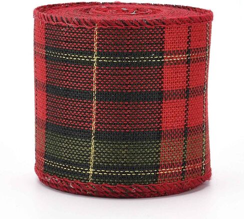 11 Yards Plaid Christmas Ribbon for Wreaths 2-3/8 inch Holiday Tartan Plaid Wired Edge Ribbon for Presents Garland Gifts Wrapping Bows Xmas Tree Topper Decor,Red Green in Saudi Arabia