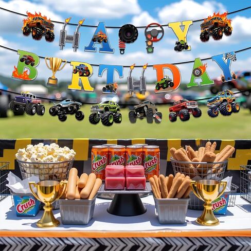 3 Pcs Monster Truck Birthday Banners Monster Truck Birthday Decorations in Saudi Arabia